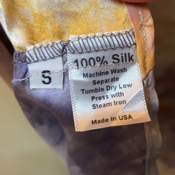 Sz S Junim LA 100% Silk Sunset Watercolor Slip Dress Soft Flowy SO Pretty! - Picture 4 of 5